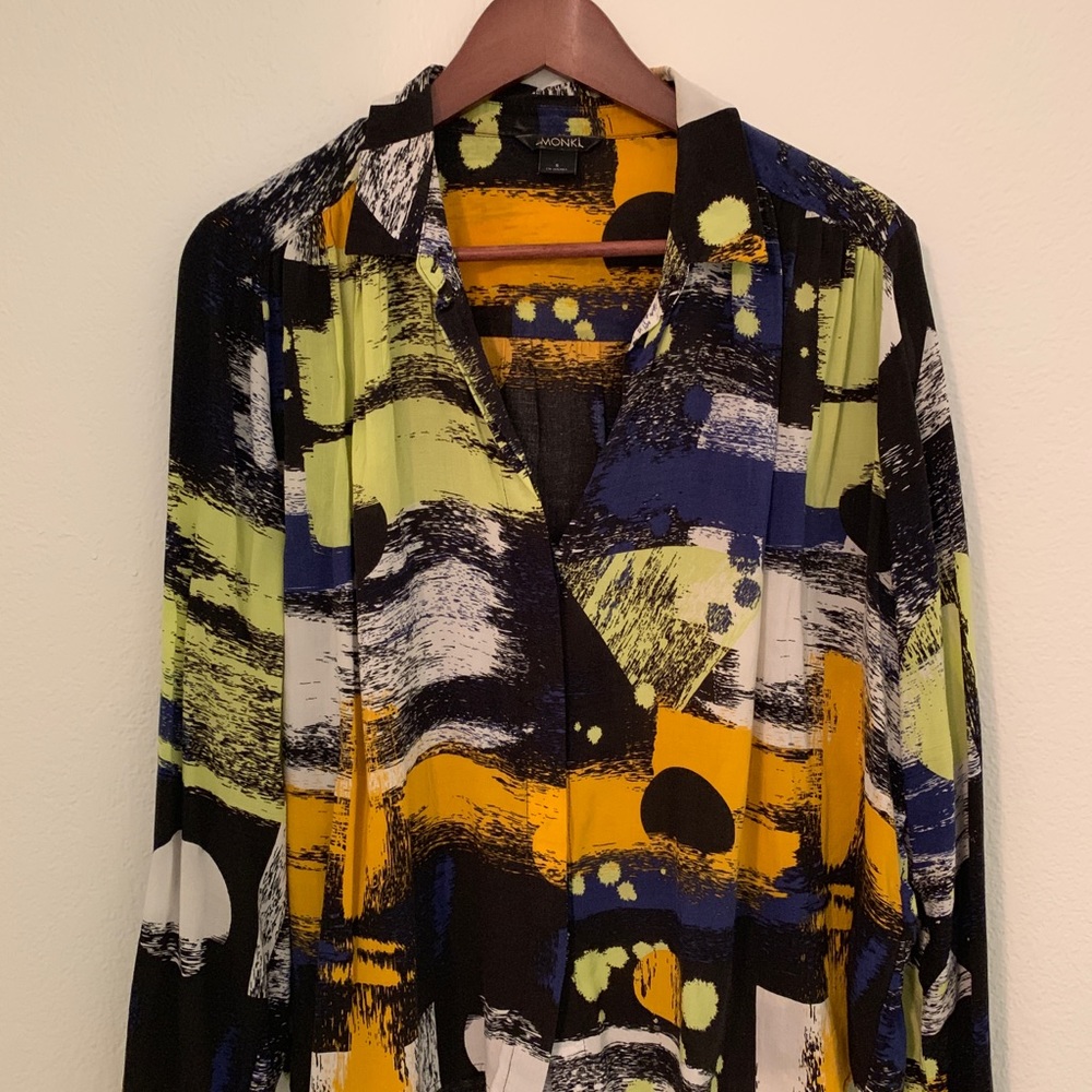 Fun colored silk button down shirt
